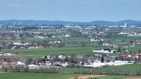 aerial landscape shot of lancaster county, pennsylvania