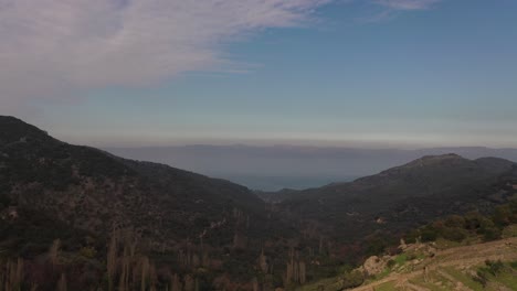 Turkish-coast-in-distance-valley-Greek-Island,-Lesvos