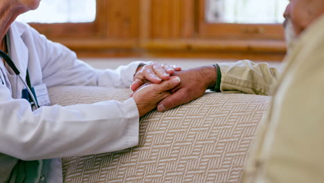 closeup, doctor and patient with support