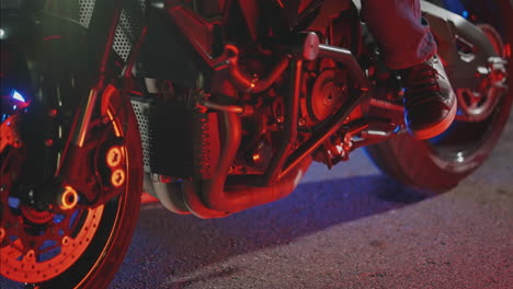 night shot of motorcycle details