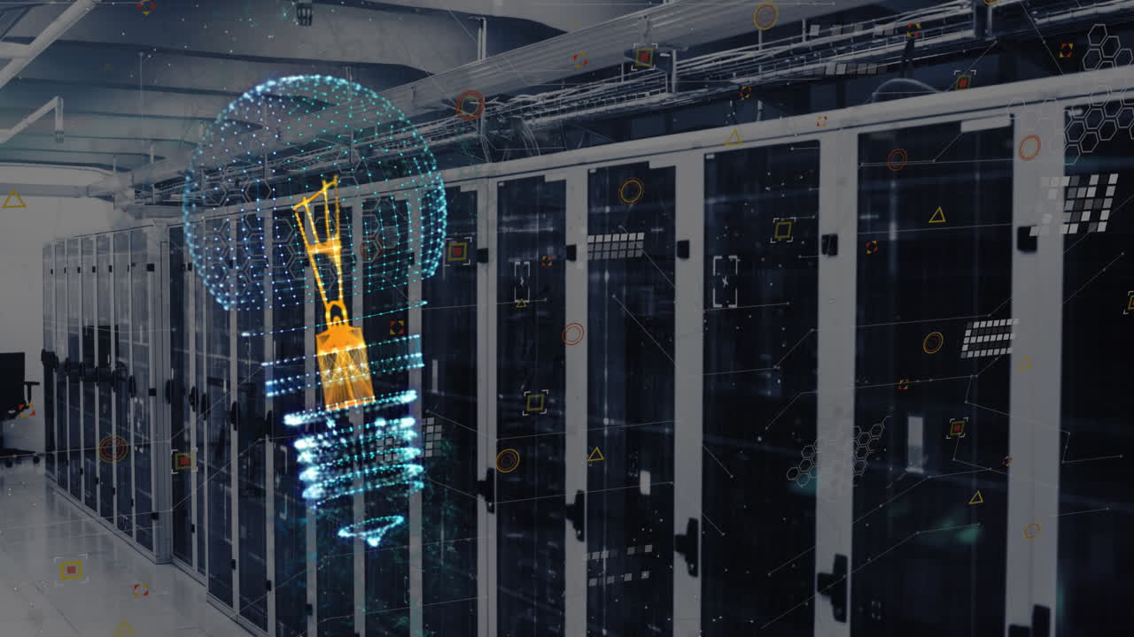 animación de la bombilla y procesamiento de datos con conexiones