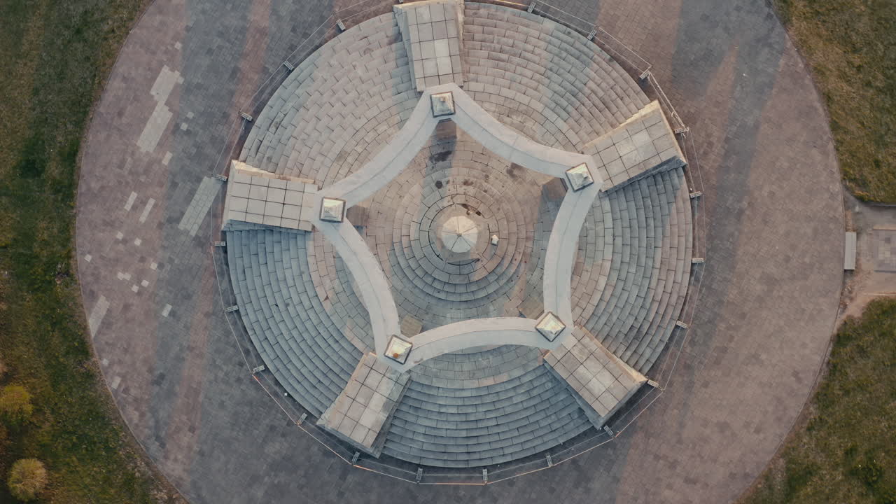 Aerial View of a Circular Monument in a Park