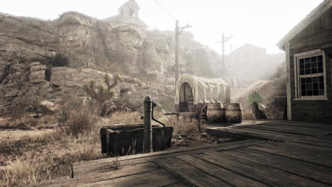 a vintage scene in the old west