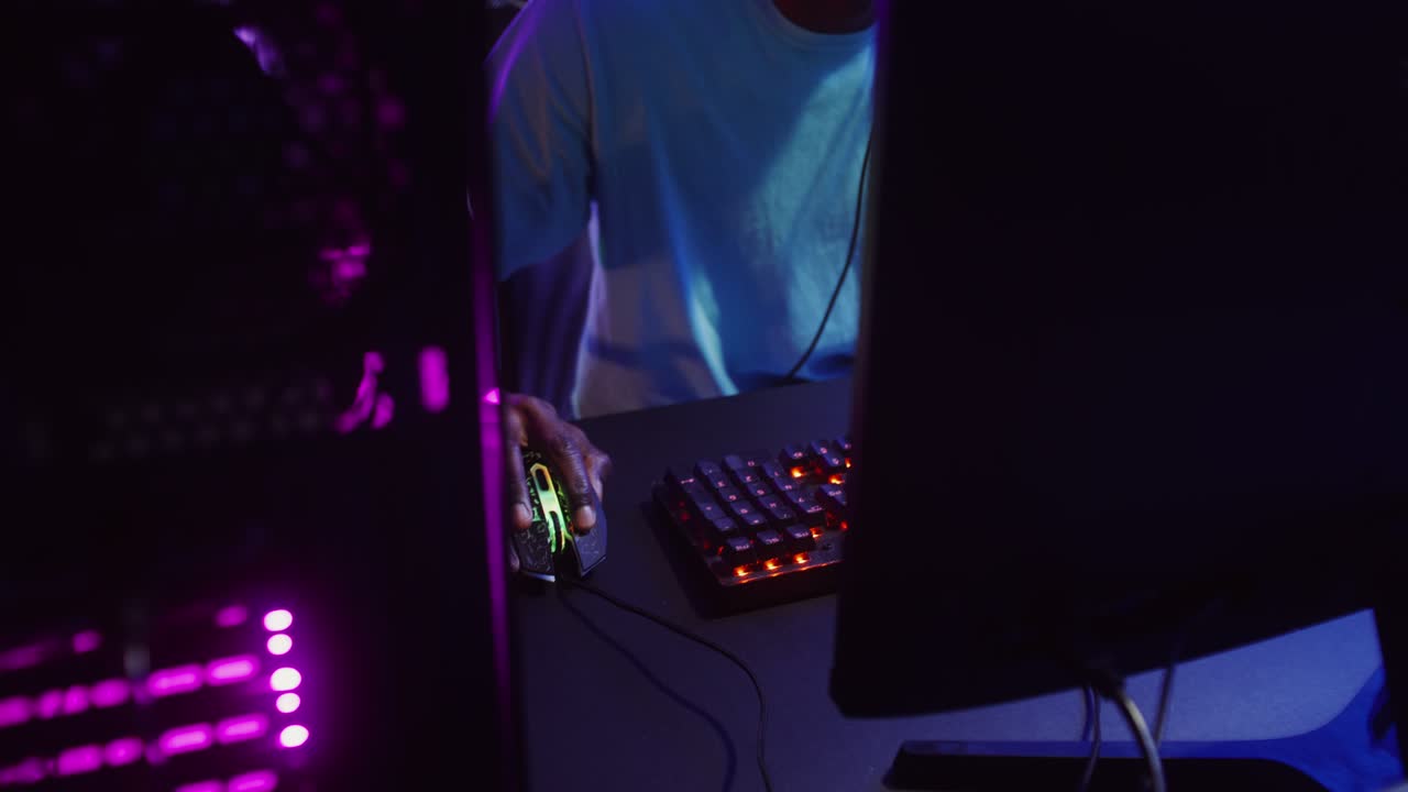 Gamer playing online game