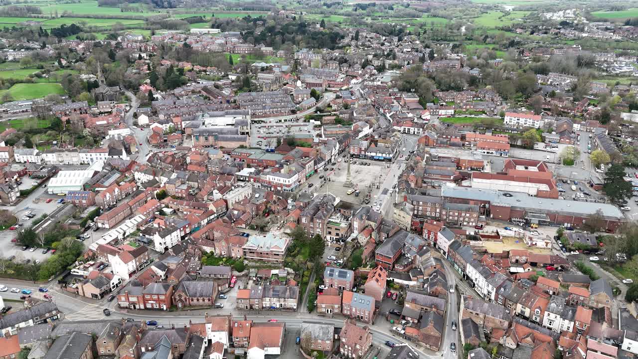 retiro del dron aéreo reverso revela ripon north yorkshire reino unido drone, aéreo