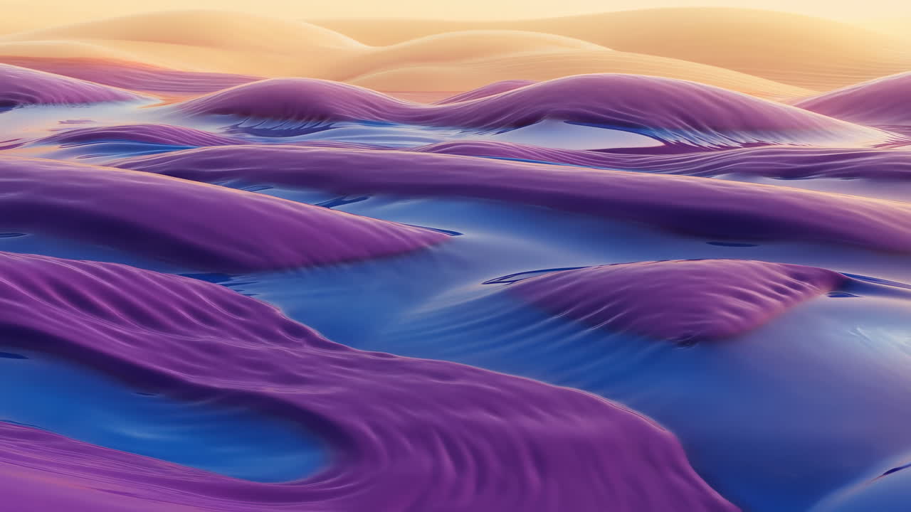 Colorful Purple Sand Dunes At Dusk Surreal Pastel Tones Flow Like Waves Across Textured Ridges Low Light Glow