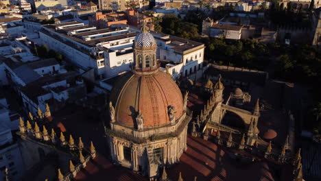 aerial orbit around dome of jerez de la frontera cathedral, spain