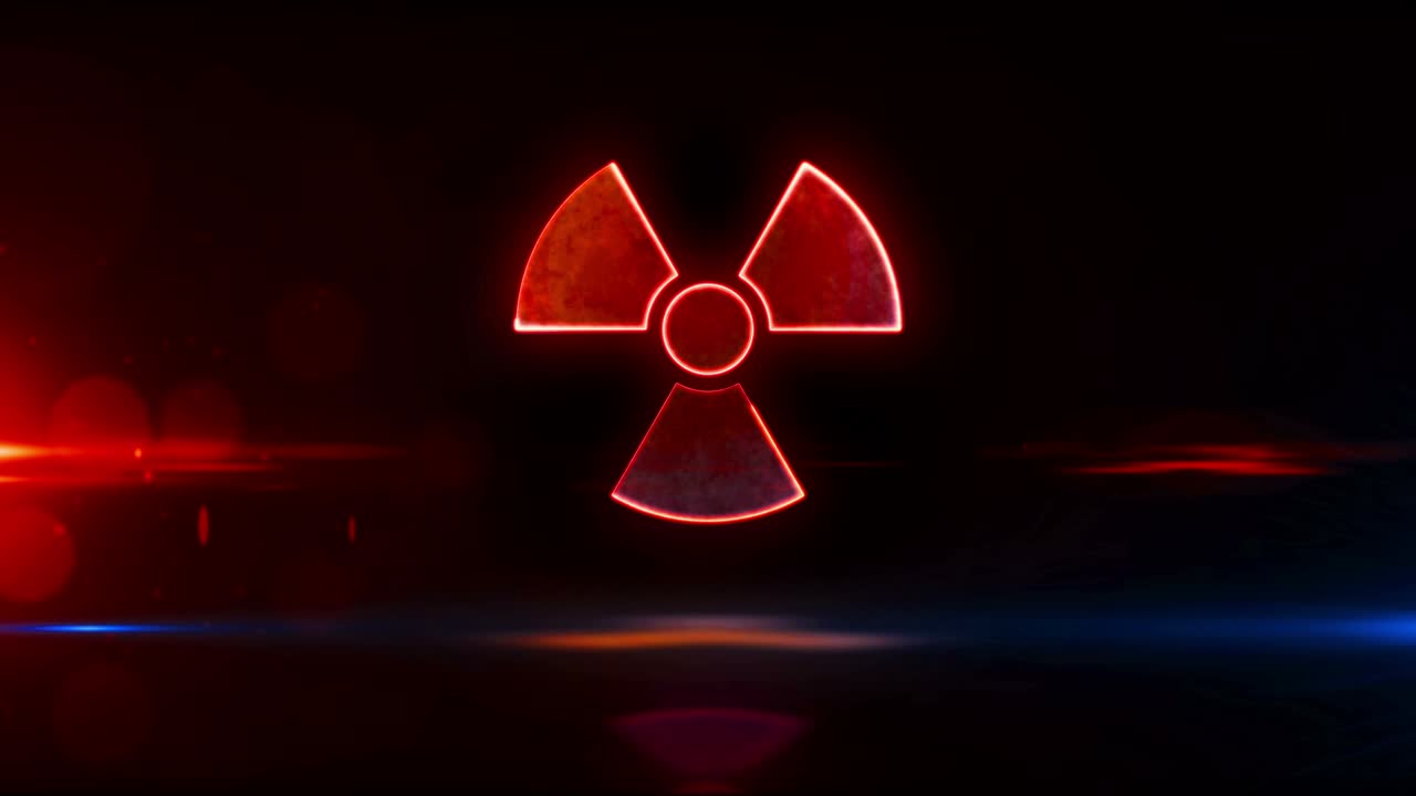 símbolo de advertencia nuclear animación abstracta que se puede hacer en bucle