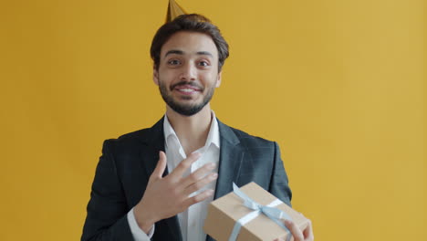 Man Receiving a Birthday Gift