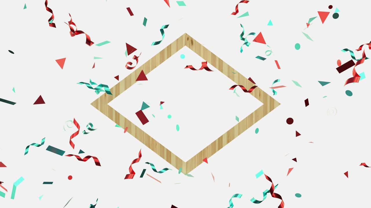 marco de madera rojo azul cinta levitación abstracto marco movimiento renderización 3d