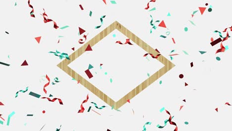 wood frame red blue ribbon levitation abstract frame motion 3d rendering