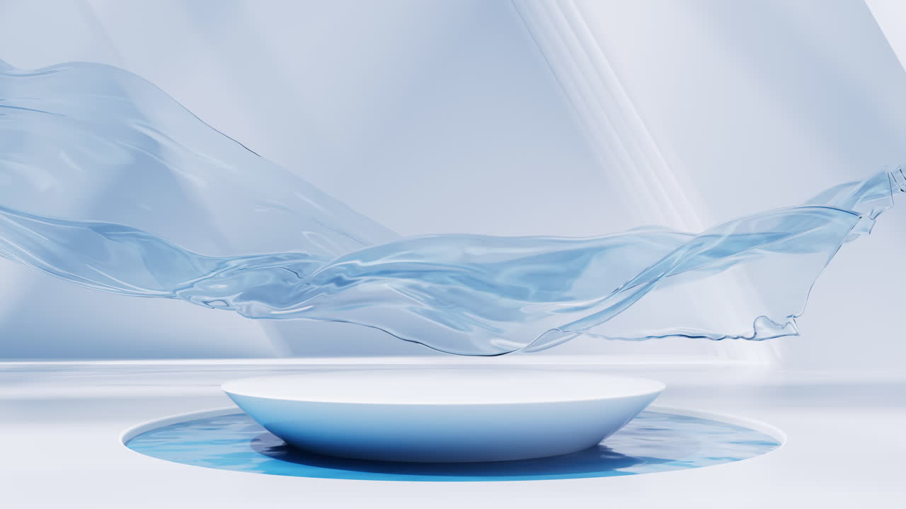 내부에 물이 있는 밝은 방, 3d 렌더링