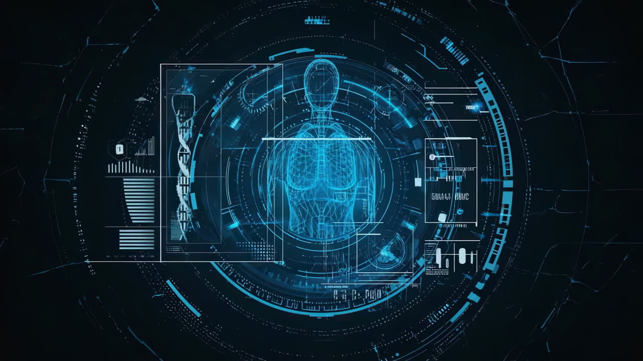 Futuristic Medical Diagnostic Interface with Human Hologram