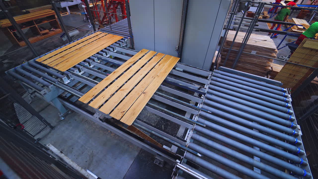 Wood Plank Manufacturing Process in a Factory