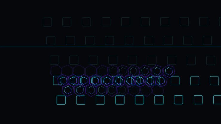Abstract Digital Hexagon Grid Animation with Moving Light Line