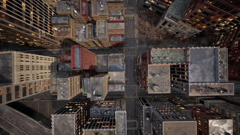 aerial view of a dense city at night