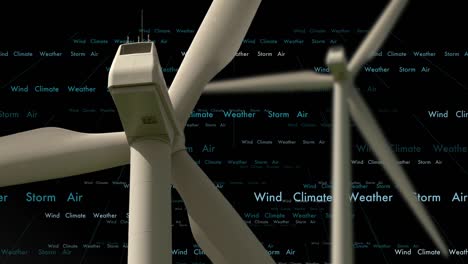 composite clip of wind mill with digital generated background animation