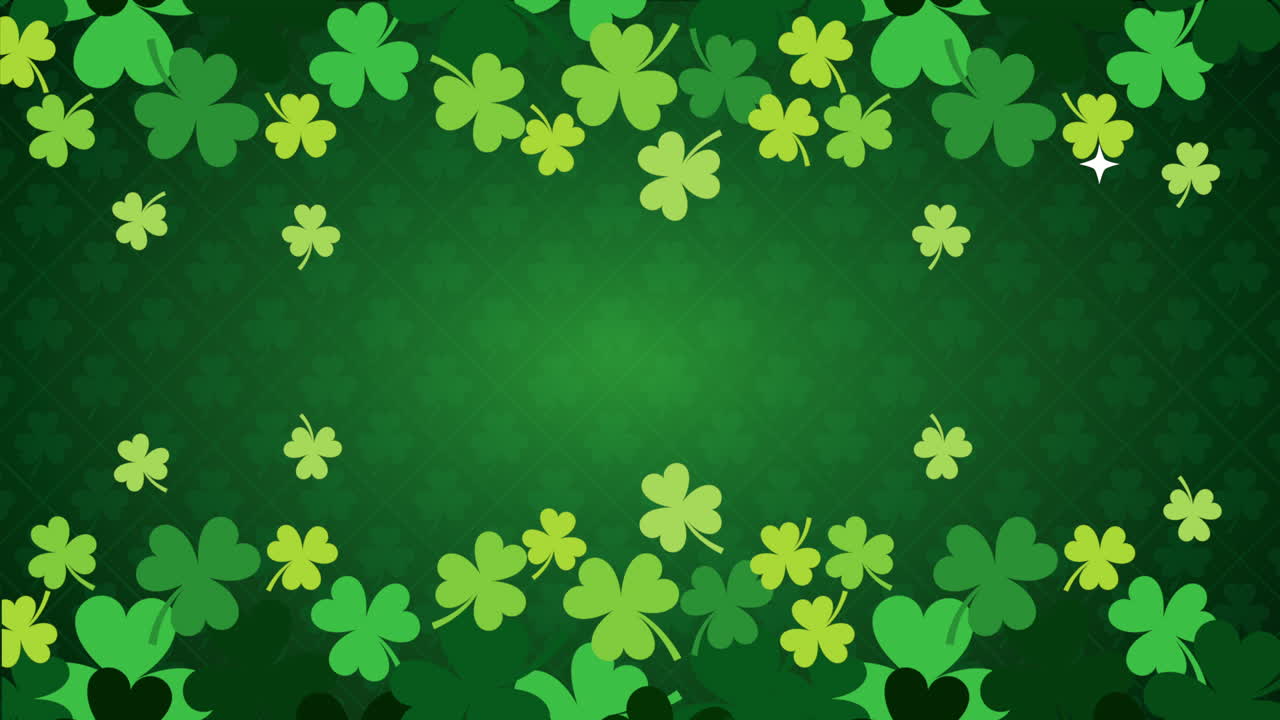tarjeta animada del día de san patricio con patrón de tréboles