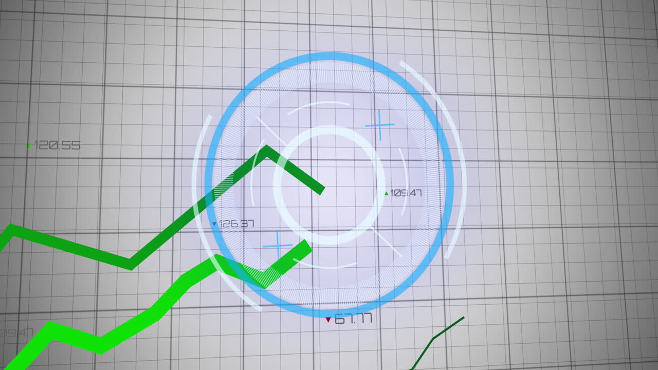 animación del escaneo del alcance y el procesamiento de datos sobre un fondo blanco