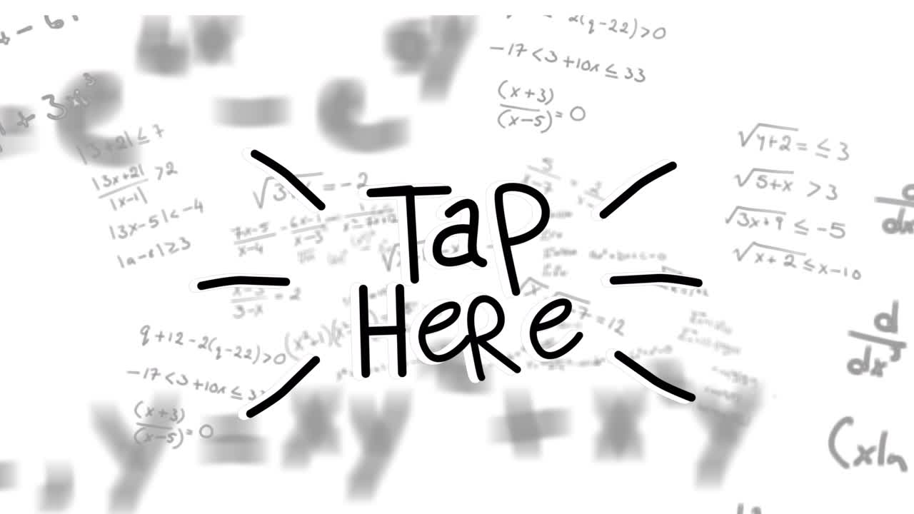 Animation of tap here over white background with math formulas