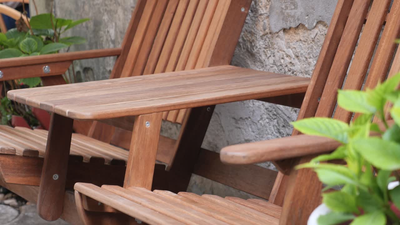 Wooden Patio Bench with Side Table