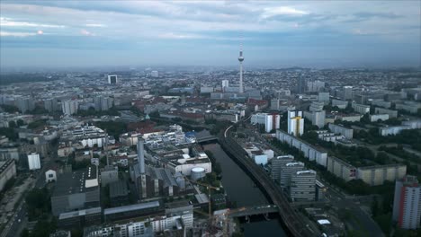 wide aerial view of morning berlin overcast