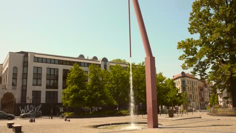 Original-Water-Fountain-On-Jamblinne-Square-In-Brussels,-Belgium