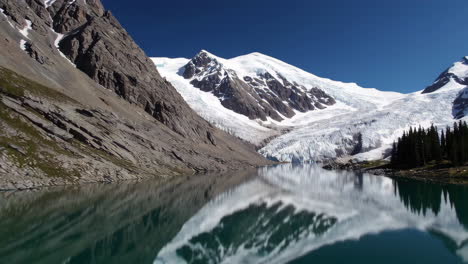 majestic alpine lake with glaciers and snow-capped peaks