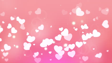 romantic pink background with floating hearts