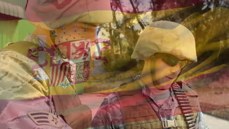 animación de soldados con bandera española ondeando