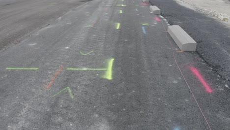 view of construction markings on working site of france