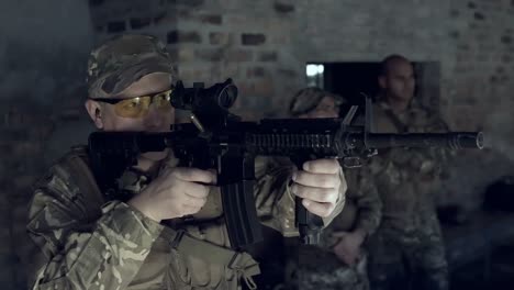 military soldier firing with riffle during military training 4k