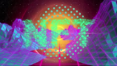 animación de texto de nft sobre montañas digitales