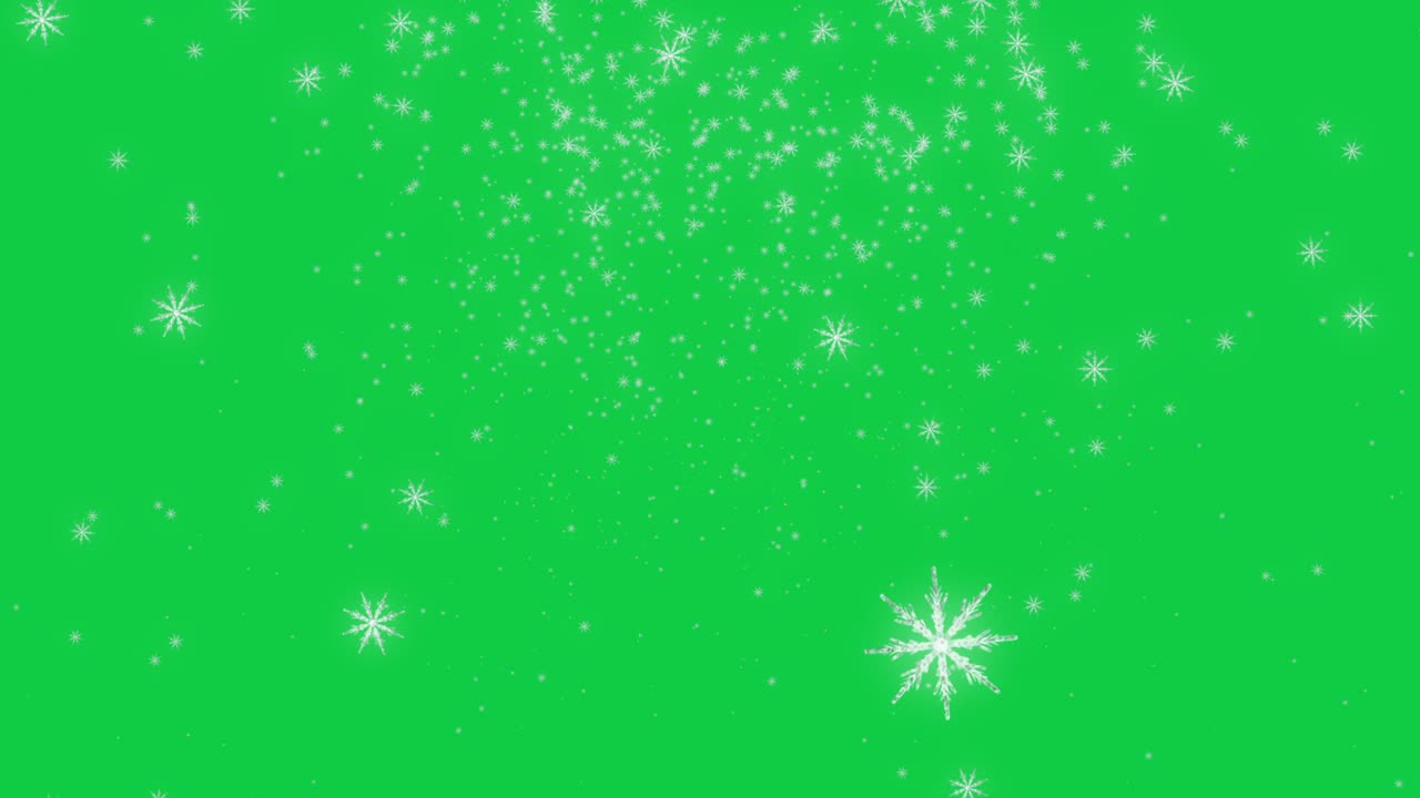 Falling Christmas Snow Flakes From Tom Isolated on Green Screen Background 4K,2D Animation