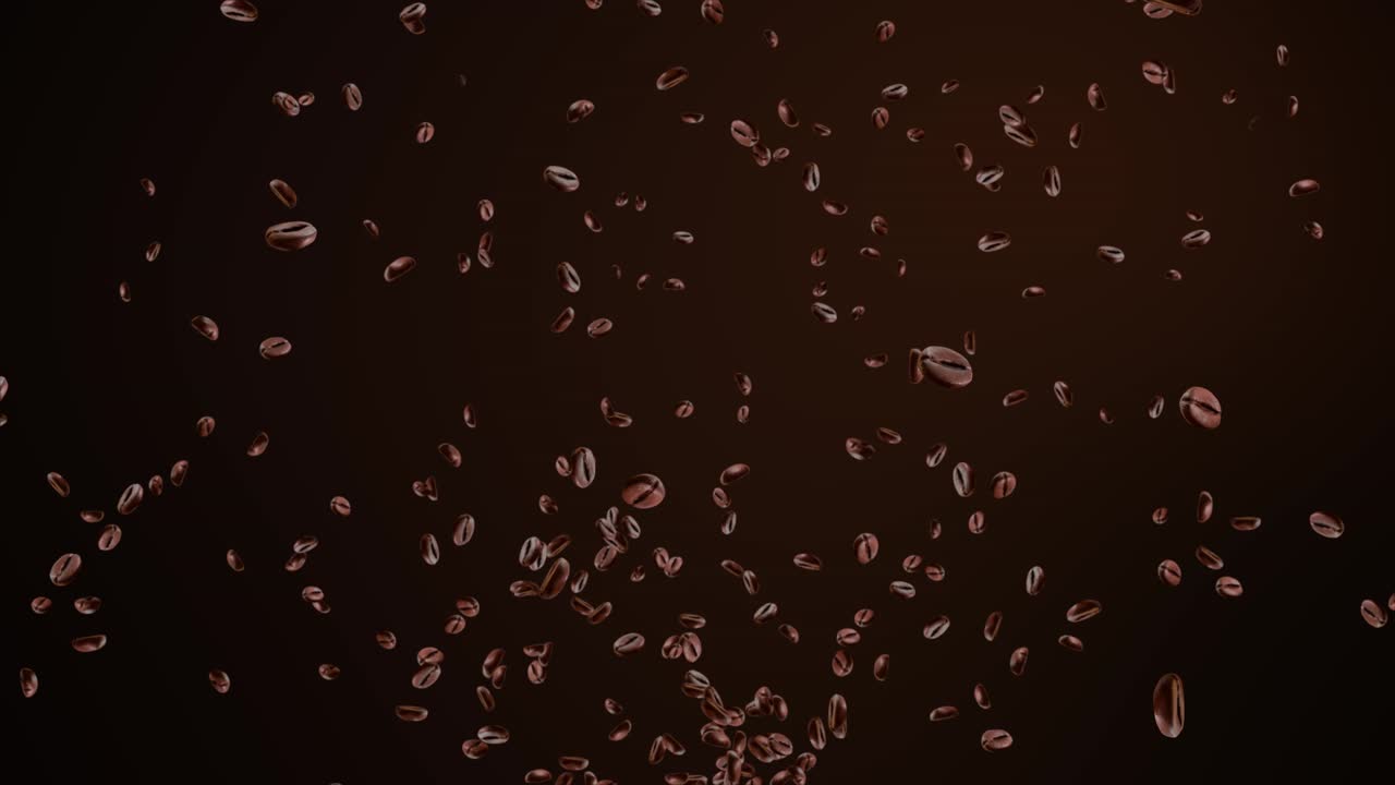 Coffee beans falling brown background 3d green screen loop animation background delicious freshness