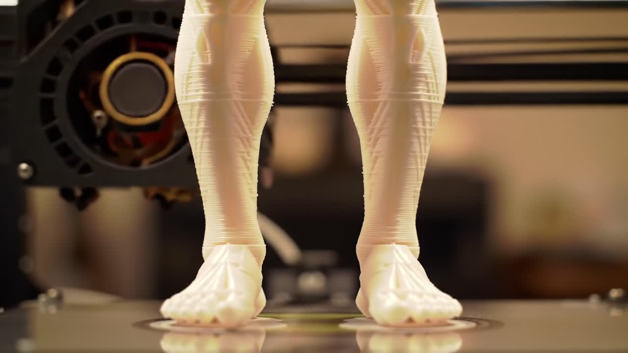 3D Printed Legs and Feet: Detailed Close-up of the Final Stages in a Precision Fashioning Process Captured in Succession for Stunning Visual Results