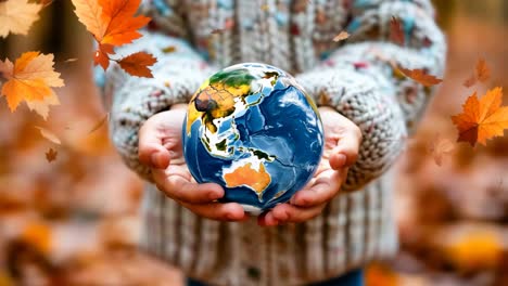 a person holding a small globe in their hands