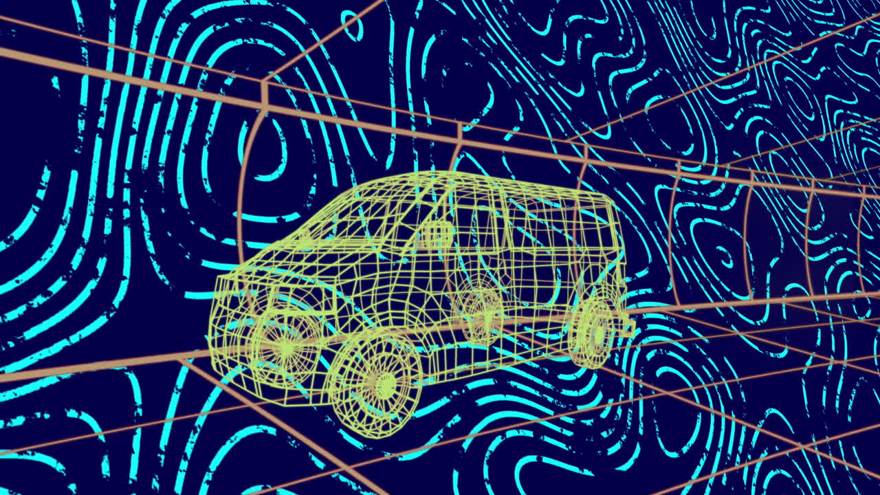 녹색 변하는 파도와 함께 해군 배경에 트럭 프로젝트의 애니메이션