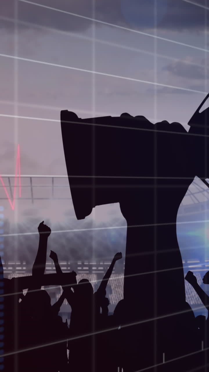 스타디움의 트로피와 스포츠 팬과의 인터페이스에 대한 데이터 처리 애니메이션