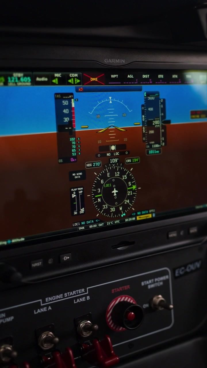 Garmin Primary Flight Display in Aircraft Cockpit
