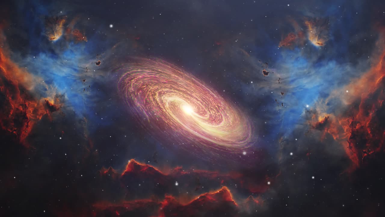 universo 4k, galaxia espiral y nebulosa de nubes.