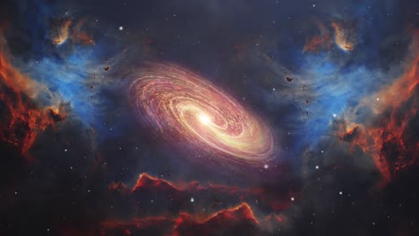вселенная 4k, спиральная галактика и облачная туманность