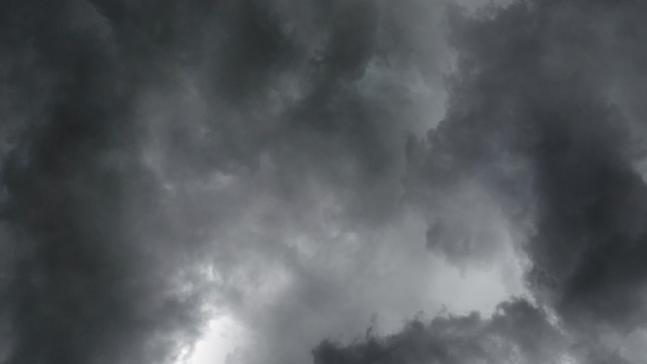 view of thunderstorm in the dark clouds and lightning 4k
