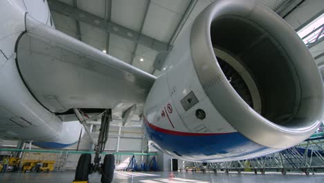 airplane engine in hangar