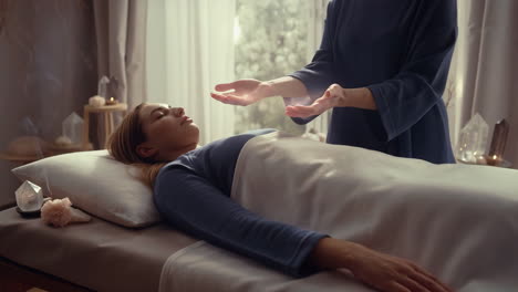energy healing session with crystals