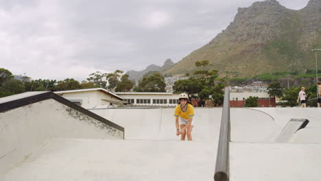 cool young woman wearing rollerblades