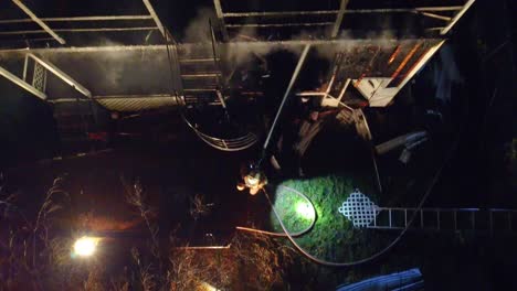 two-story brick house damaged in fire with no human injuries
