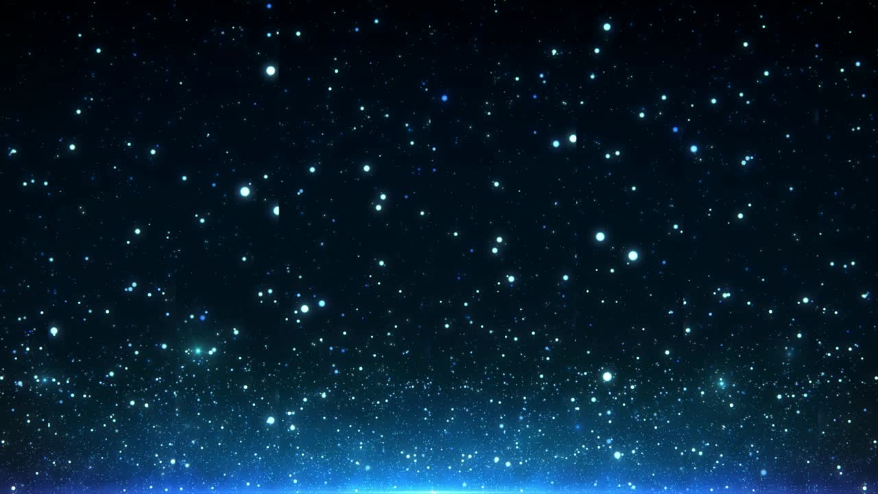 오른쪽에서 왼쪽으로 움직이는 파란색 입자, 보케를 가진 입자, 루프 애니메이션