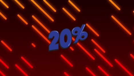 animation of 20 percent text over light trails on black background