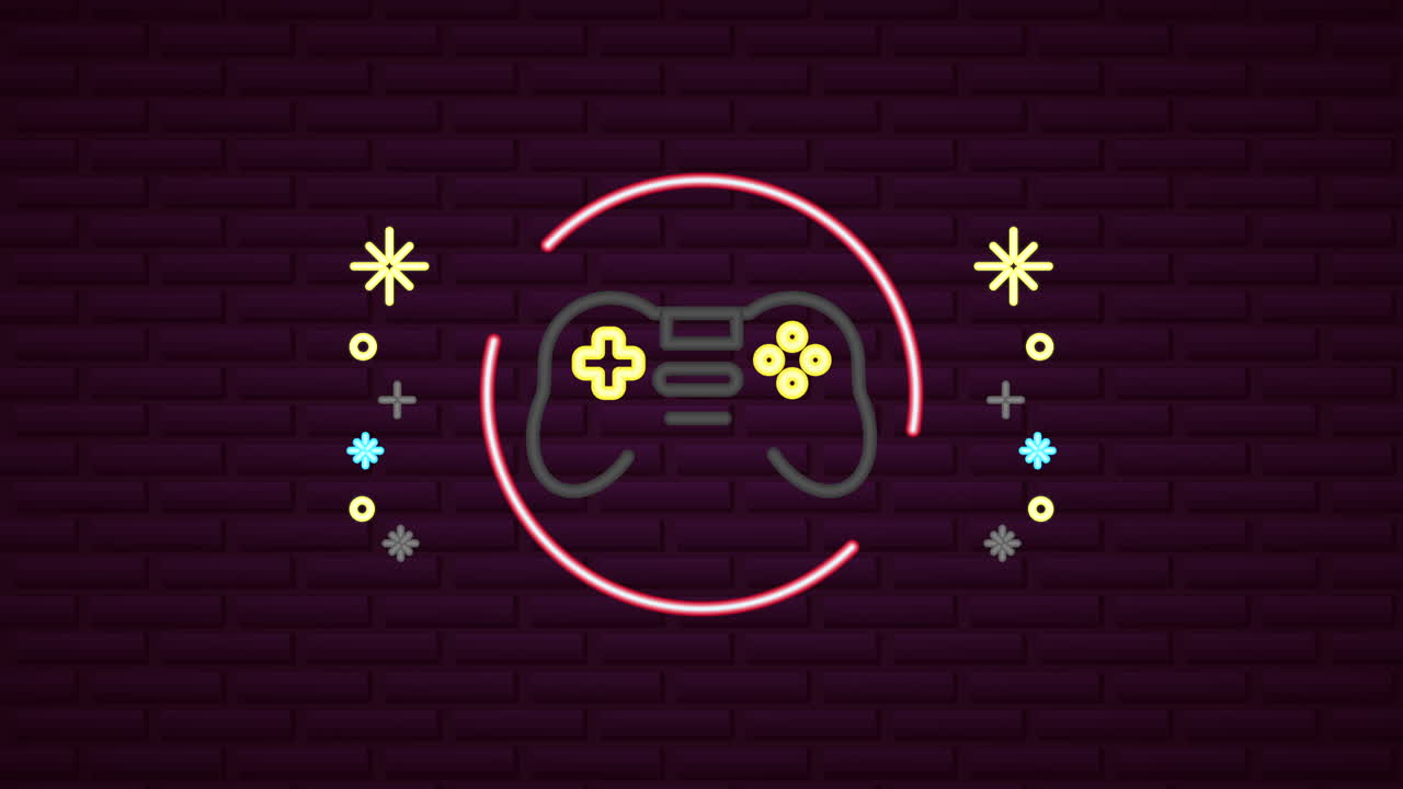 pared con luz de neón para el control de videojuegos